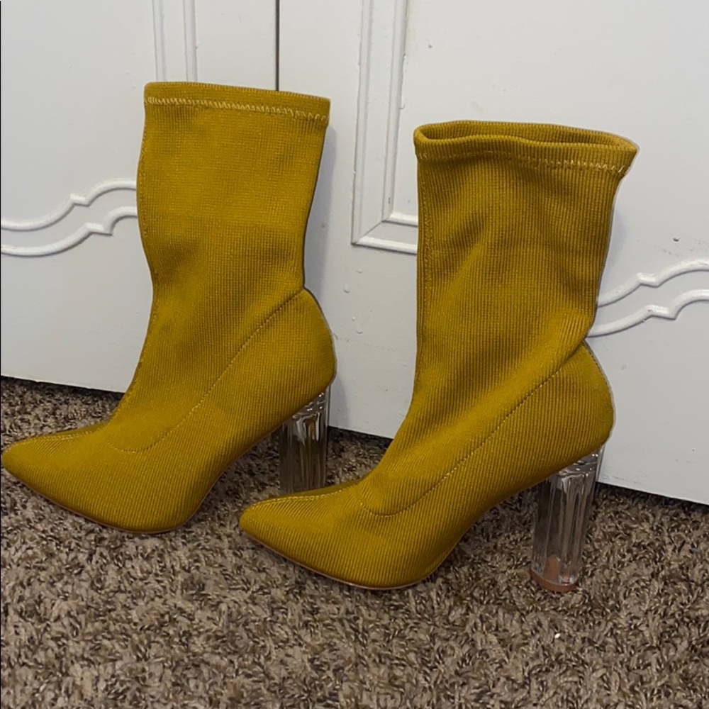 Fabric Clear heeled Booties